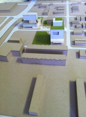 Students presented physical models, plans, and renderings of what the proposals might look like.