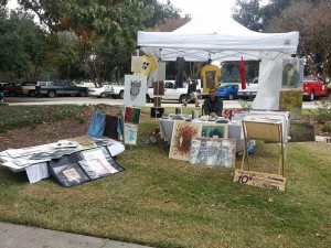 Prints on display at outdoor art sale