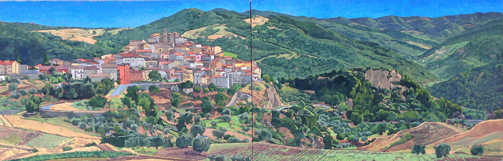 Painting of Italian countryside town, lsu art faculty work