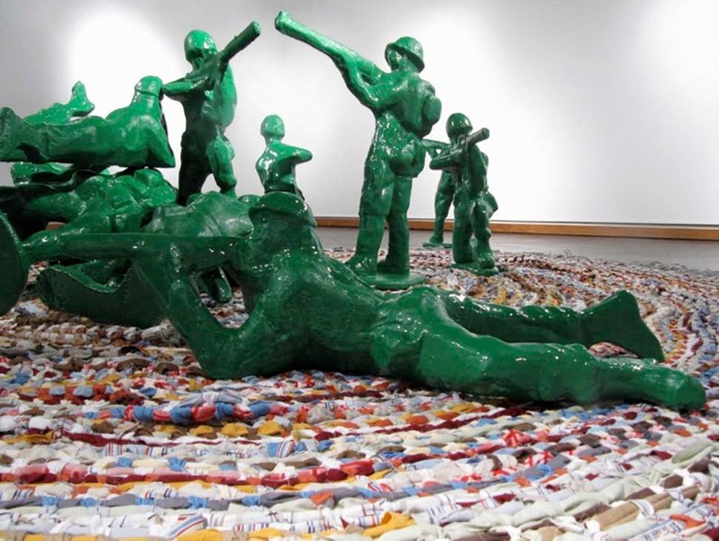 Green army men sculptures resembling famous toys.Kenny Lantz LSU MFA Thesis