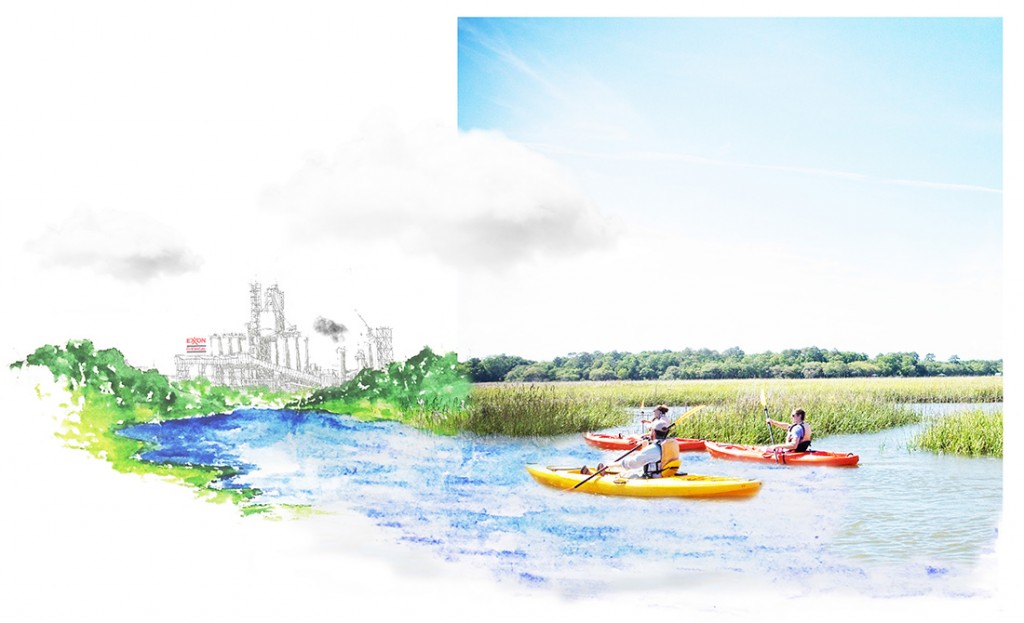 Kayakers in marsh.LA 7003 Graduate Landscape Design: Water Studio