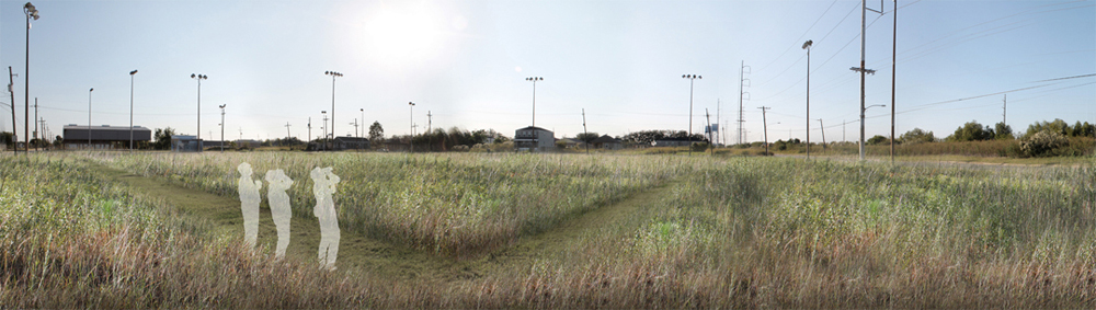 Field with power lines, figures.LA 7003: Graduate Landscape Design III: Community Design