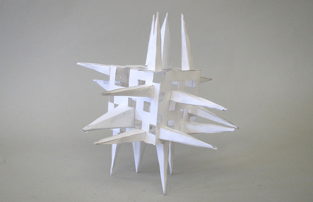 Cube with spikes, paper.LSU BFA Studio Art Foundations