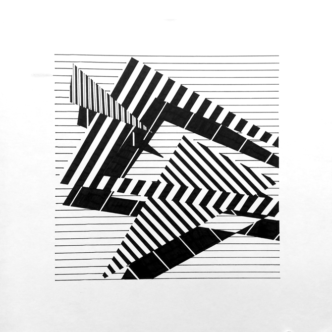 black and white lines in shapes