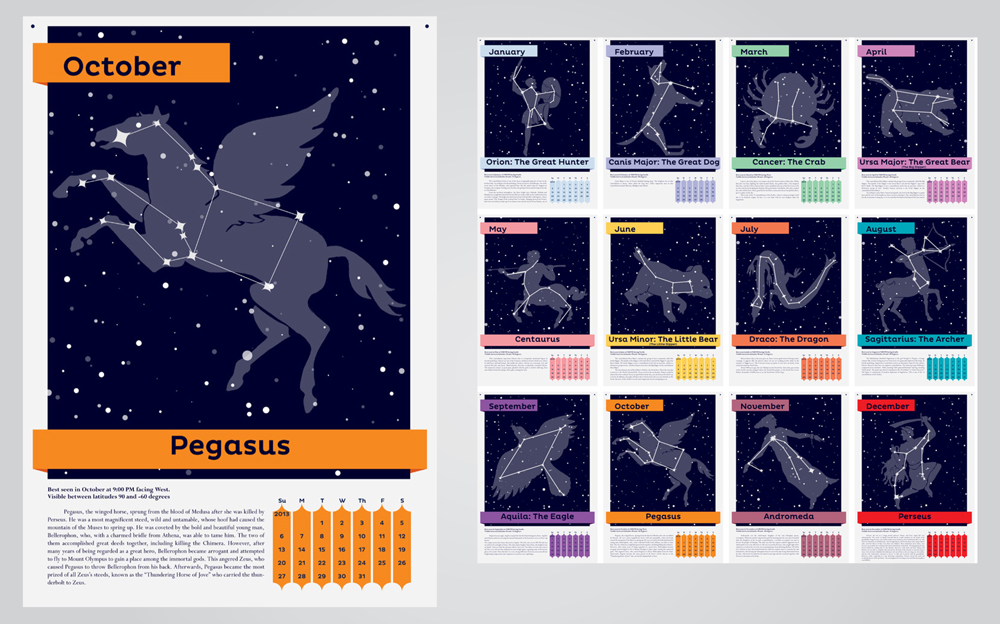 Constellation calendar.LSU BFA Studio Art Graphic Design