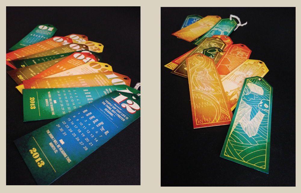 Bookmark-calendars in different colors.LSU BFA Studio Art Graphic Design