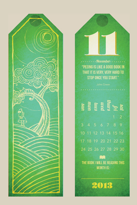 Green bookmark design.LSU BFA Studio Art Graphic Design