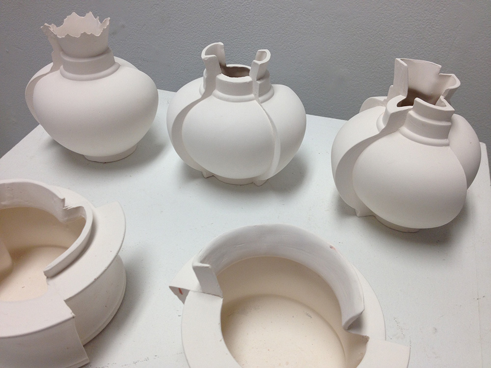 White vases, LSU BFA Studio Art Ceramics