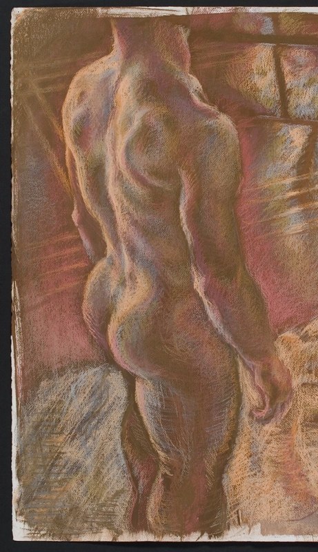 Colored chalk drawing of figure.LSU BFA Studio Art Painting Drawing