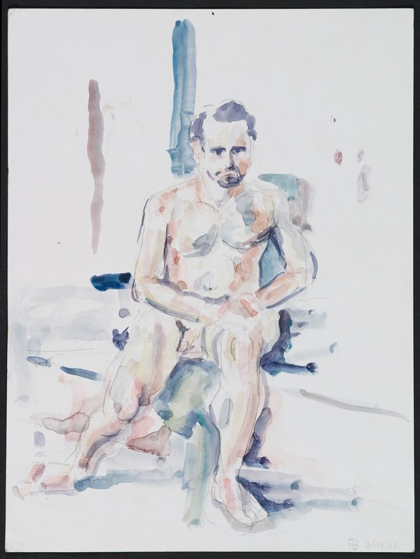 Watercolor of seated figure.LSU BFA Studio Art Painting Drawing