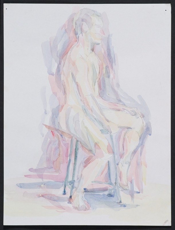 Watercolor painting of seated figure, LSU BFA Studio Art Painting Drawing