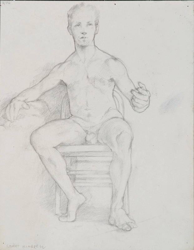 Drawing of seated nude male.LSU BFA Studio Art Painting Drawing