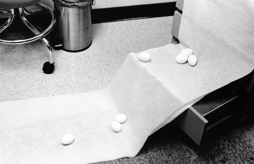 Eggs on medical room floor, lsu intermediate photography