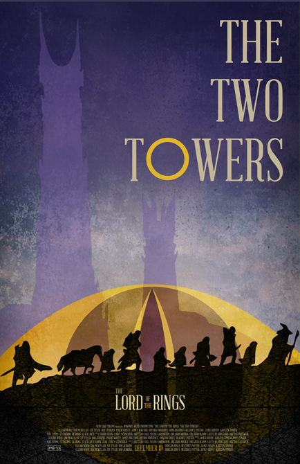 Movie poster for The Two Towers Lord of the Rings movie.LSU BFA Studio Art Graphic Design