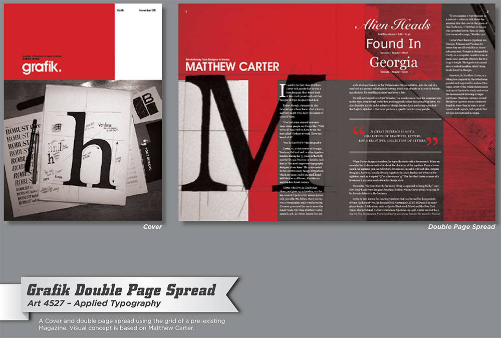 Grafik double page spread, LSU BFA Studio Art Graphic Design