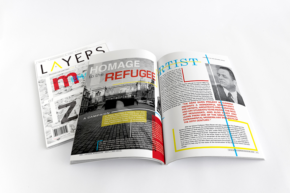 Layers magazine spread design, LSU BFA Studio Art Graphic Design