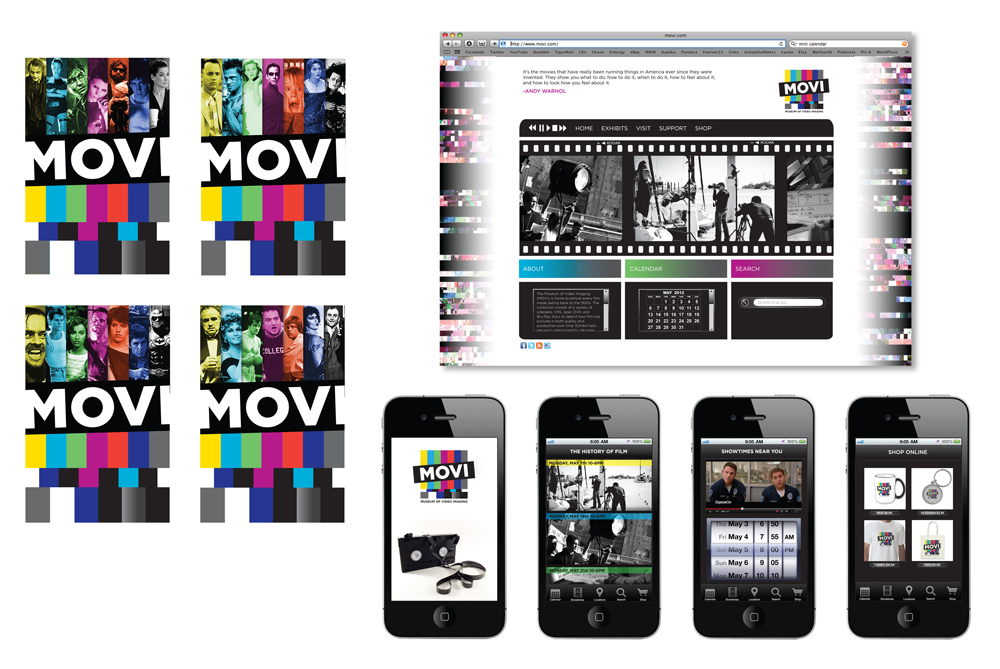 Movi Museum branding design for logo, website, mobile site.LSU BFA Studio Art Graphic Design