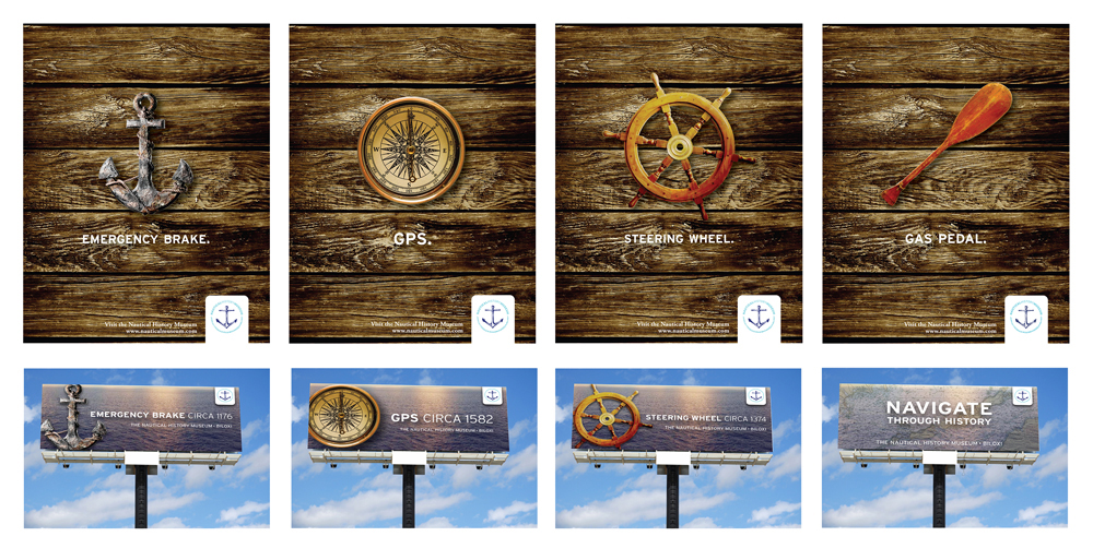 Nautical themed billboard designs.LSU BFA Studio Art Graphic Design