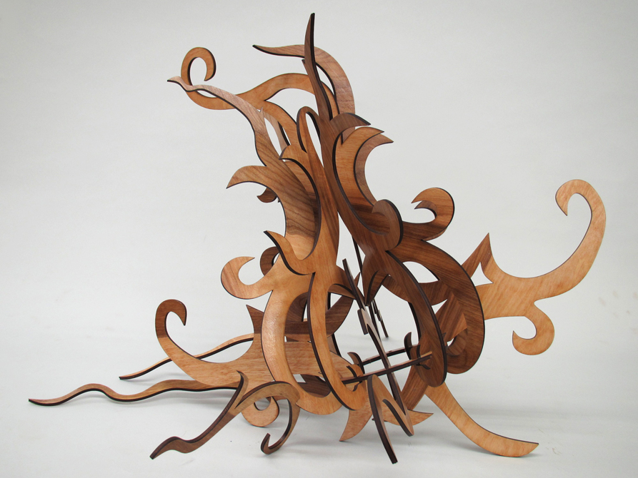 Geometric wooden sculpture, LSU BFA Studio Art Sculpture