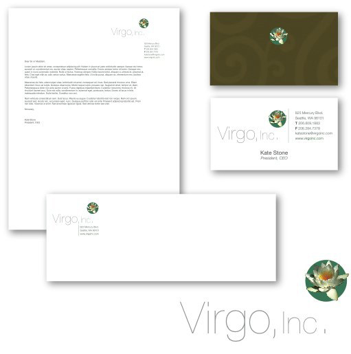 Design for Virgo, Inc.postcards, envelopes, letterhead.LSU BFA Studio Art Graphic Design