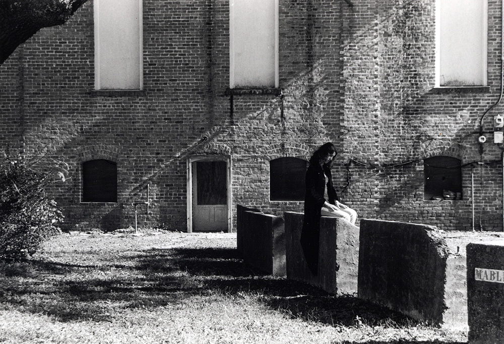 Woman on grave