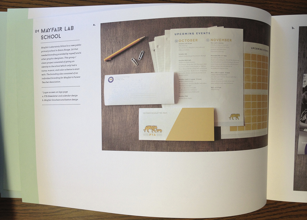 Mayfair Lab School book design, LSU BFA Studio Art Graphic Design