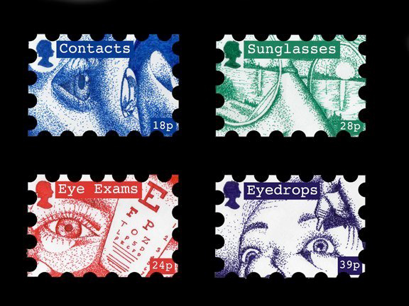 stamps with text: