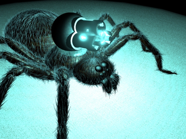 Hairy tarantula with laser.LSU BFA Studio Art Digital Art