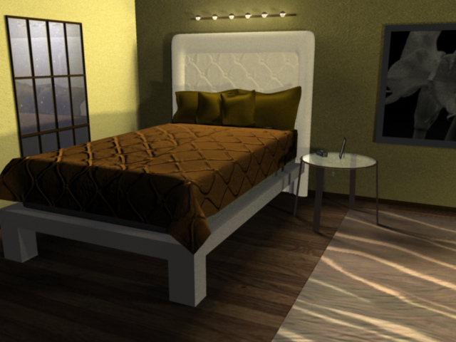 Bedroom with bed, window.LSU BFA Studio Art Digital Art