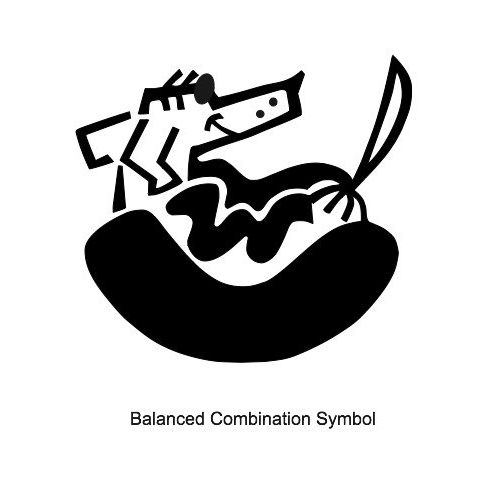 Balanced Combination Symbol, dog on hot dog bun.LSU BFA Studio Art Graphic Design