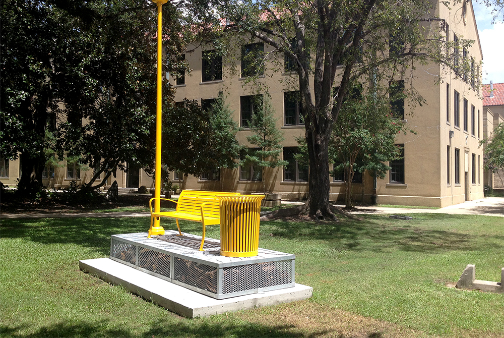 yellow bench sculpture