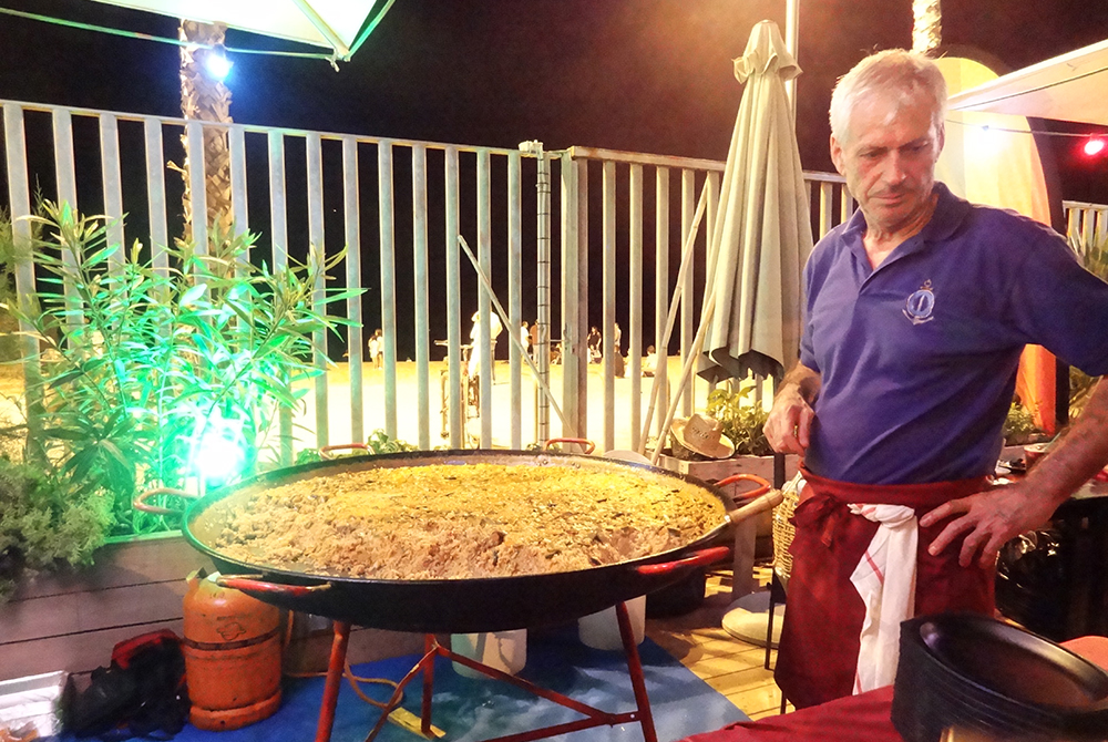 giant paella in pan