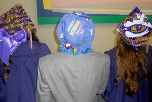 Thomas Neff with photography students in hats