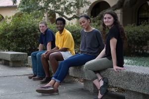 2015 scholarship reception, students in quad