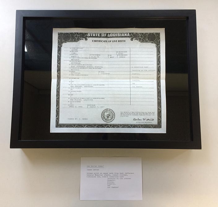 State of Louisiana birth certificate.lsu photography student work