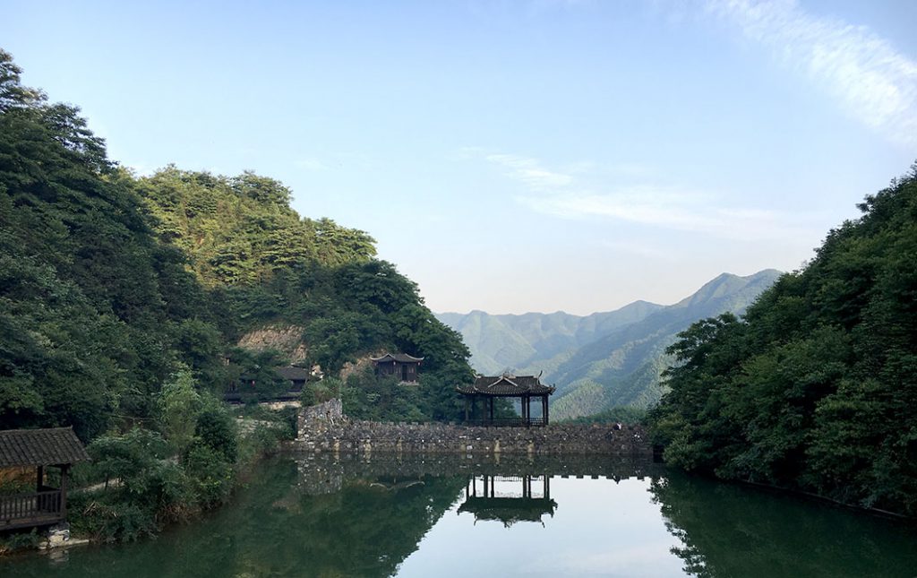 Water surrounded by hills