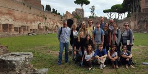 lsu rome program students by ruins