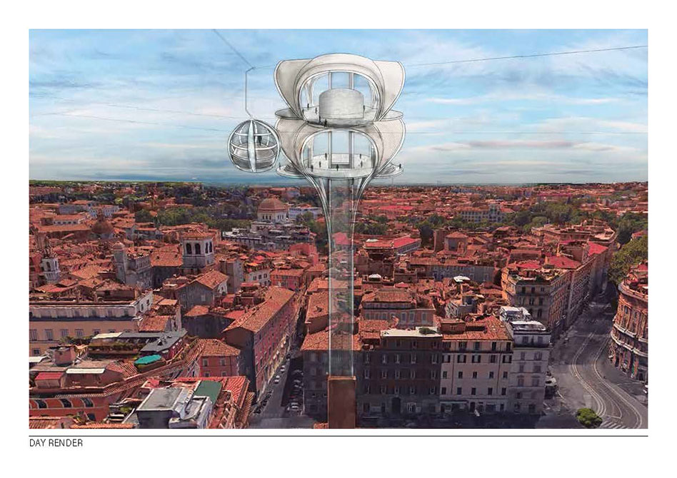 Daytime render of gondola system in Rome