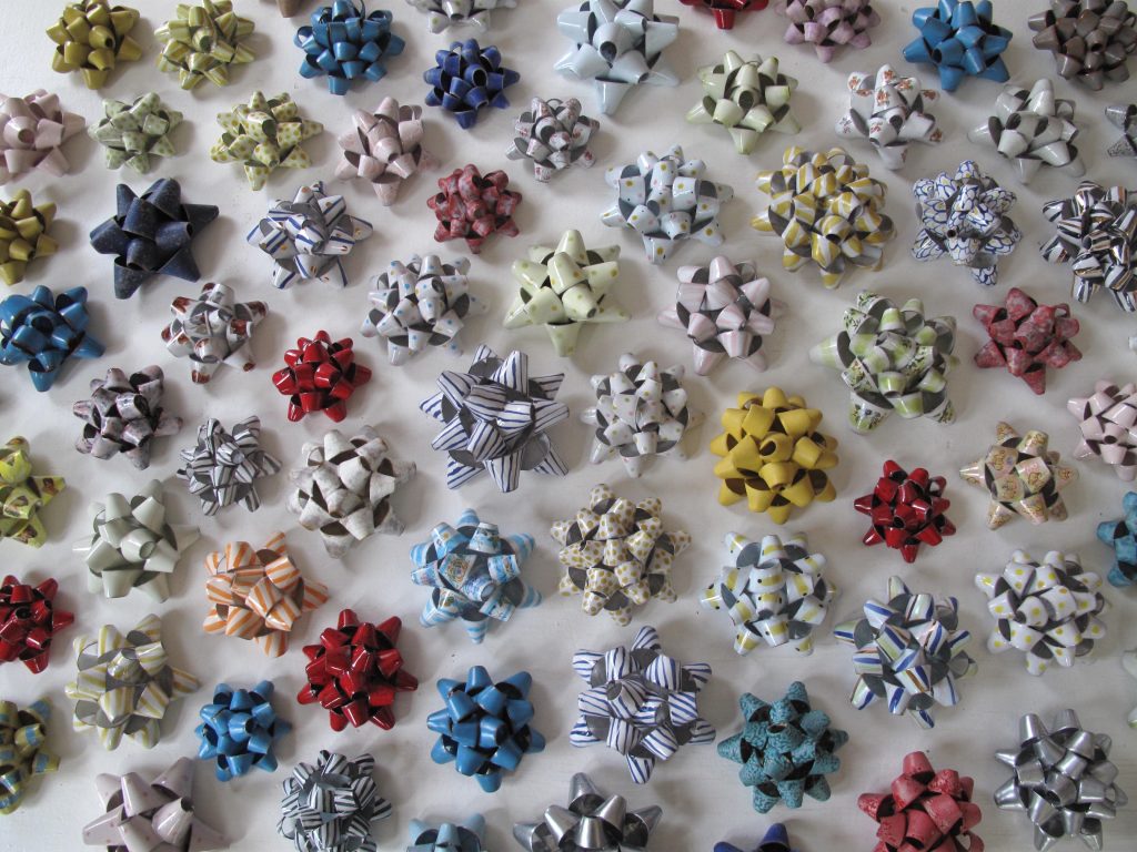 Mikey Walsh ceramic bows many colors and patterns