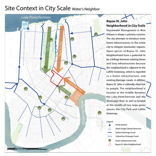 Map of New Orleans showing site context in City Scale