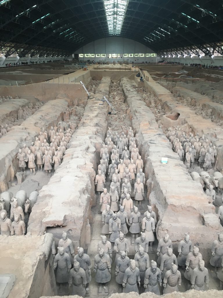 Terracotta warriors in rows