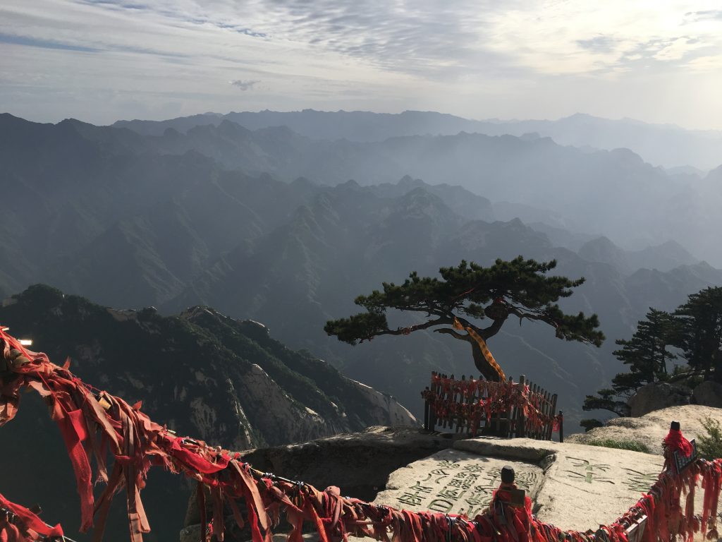 Mountain views with red cloth on fenceline