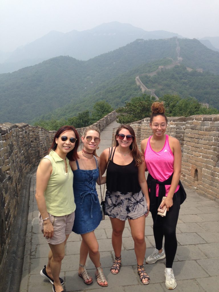 Young women on Great Wall of China