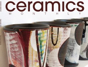 Ceramics Monthly cover with colorful ceramics