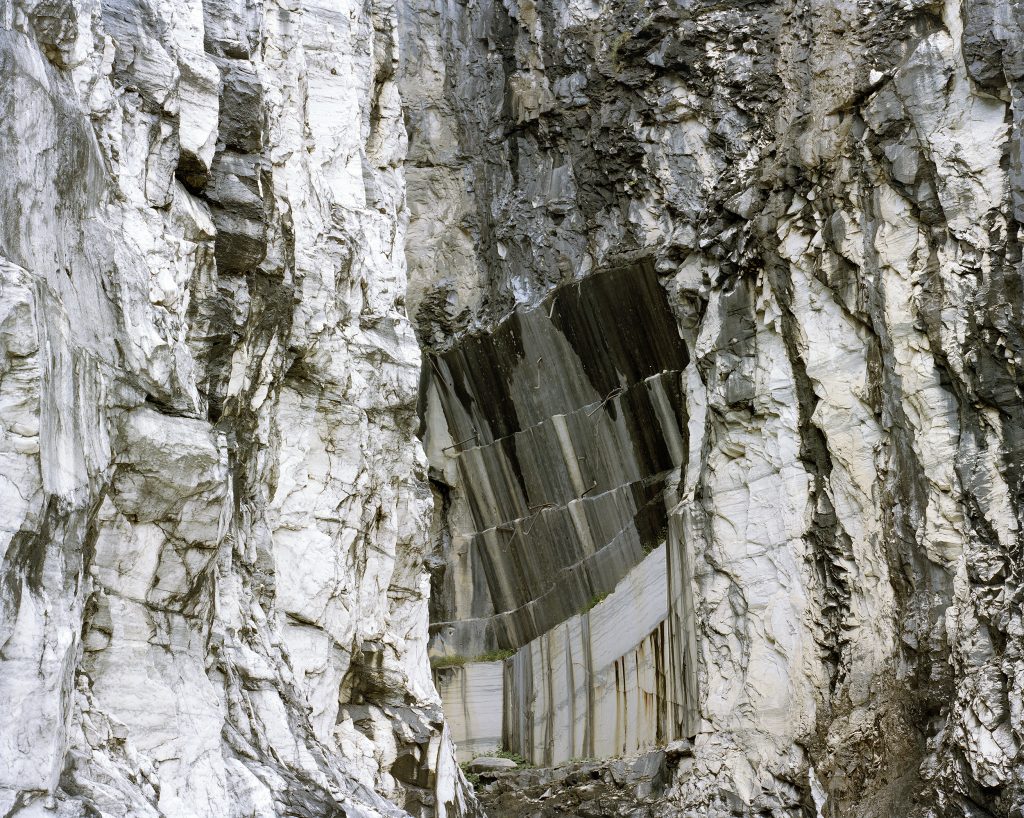 Close up of white and gray craggy rock