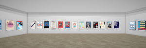 Virtually art gallery with posters on wall