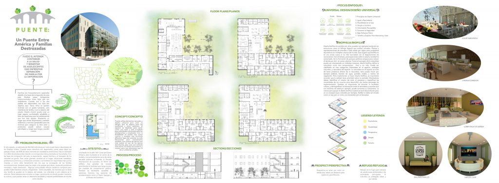 Project with building floorplans, circle images of interior rooms.