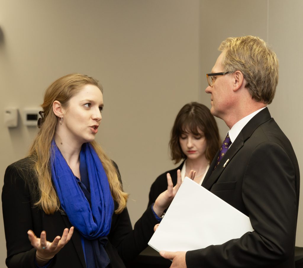 woman speaking with Provost